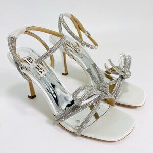 Badgley Mischka Women’s Effie Strappy Bow Heels White/Clear Size 7.5